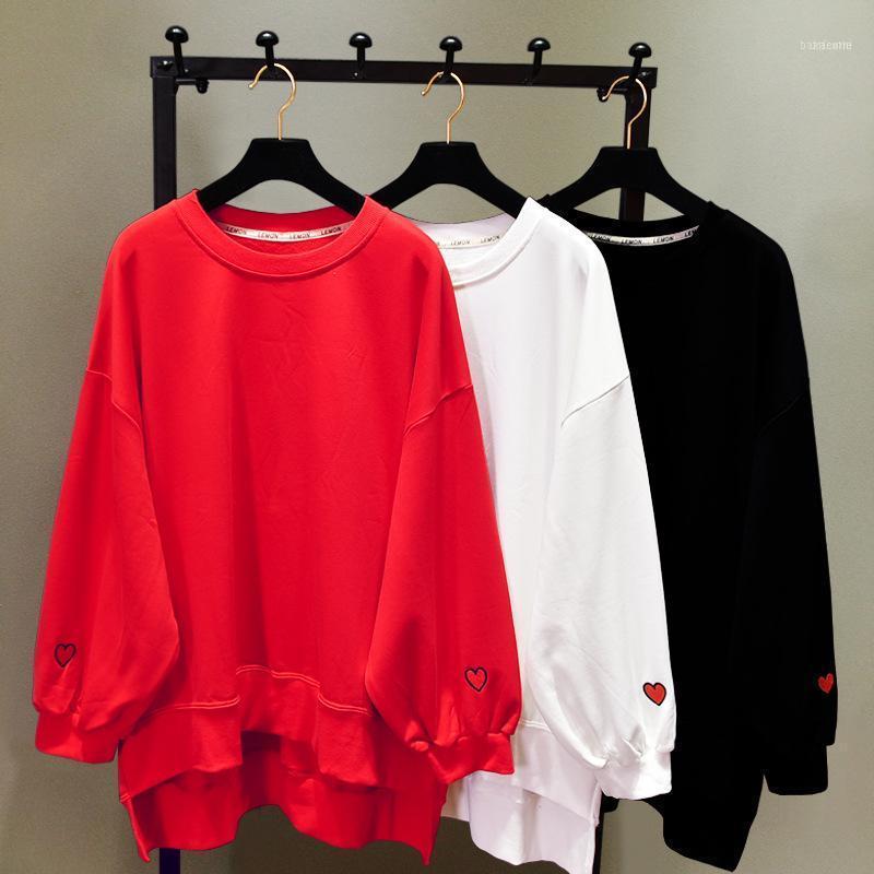 

Embroidery Love Kawaii Women Loose Oversized Long Sweatshirt Korean Hoodies Cute Pullover Winter Spring Autumn Robe Top Harajuku1, Black
