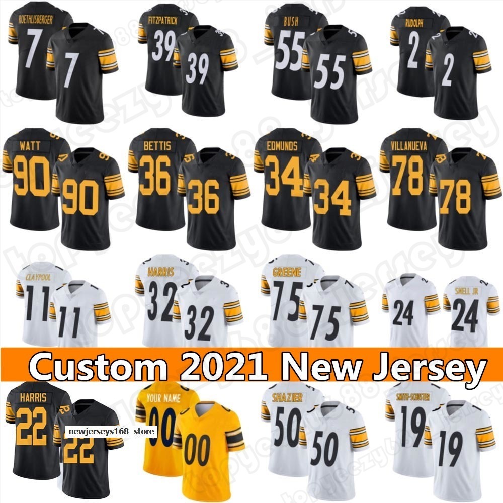 

Jersey Custom 90 T.J. Watt 22 Najee Harris 11 Chase Claypool Pittsburgh Football 19 JuJu Smith-Schuster Steeler Ben Roethlisberger James Men''NFL''jerseys, Custom mens(gangren)