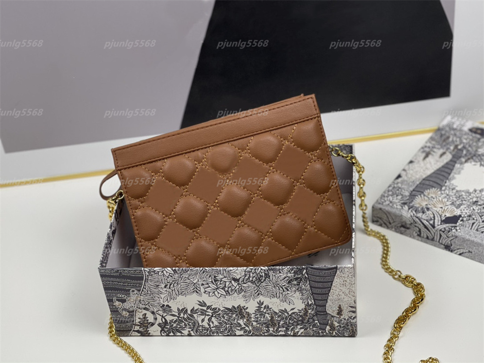 

5A Genuine leather Diamond Lattice Cosmetic bag grab bag with chain fashion famous designer lady handbags Top cross body shoulder bag Zipper Pocket purse wholesale, Box