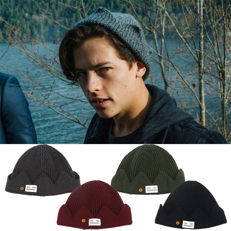 

Jughead Jones Riverdale Beanie Knitted Hat Cosplay Props Winter Unisex Warm Crown Cap Embroidered Dome Hat, Black