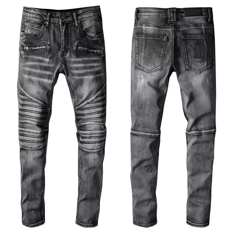 

Trendy Mens Designer Jeans Fashion Fit Distressed Ripped Biker Denim for Men Design Jeans Hip Hop Women Jogger Pants High Quality, No.1