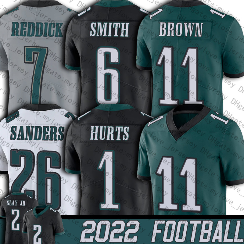 

1 Jalen Hurts Jersey Football Philadelphia Eagles AJ Brown Miles Sanders DeVonta Smith Haason Reddick Jason Kelce Fletcher Cox Robert Quinn Kyzir White Marcus Epps, Man custom jersey (laoy)