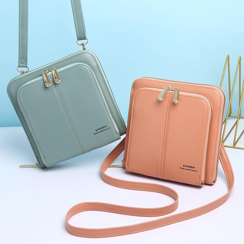 

Wallets High Quality Women Shoulder Bag Fashion Messenger Mobile Phone Solid Color Large Capacity WalletWallets, Red