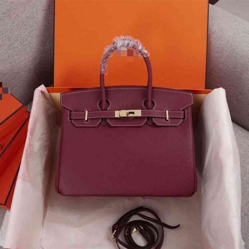 

Bag Herme Designer the Manufacturer Directly Sells the Classic Original Litchi Pattern Cow Leather Platinum Bag, Single Shoulder y, Rose 30