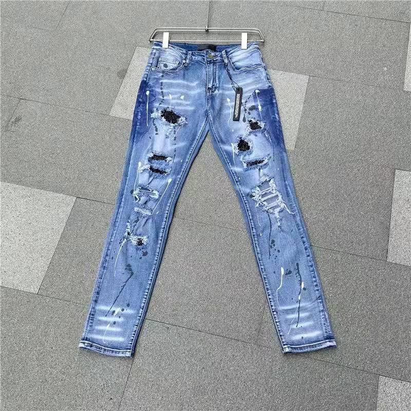 2022 mens designer hip-hop jeans high street fashion tide brand cycling motorcycle wash patch Top Quality Brand loose fit pants European and America
