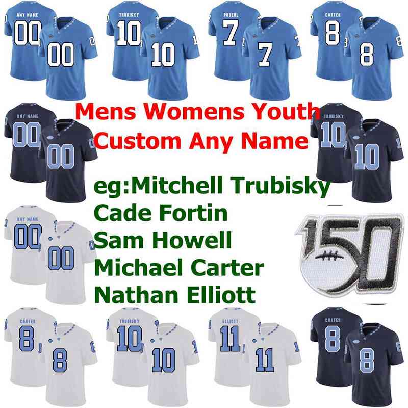 

North Carolina Tar Heels Rare Football Jerseys Lawrence Taylor Jersey Mitchell Trubi Anthony Ratliff-Williams Dazz Newsome Custom Stitched, Womens blue with 150th patch