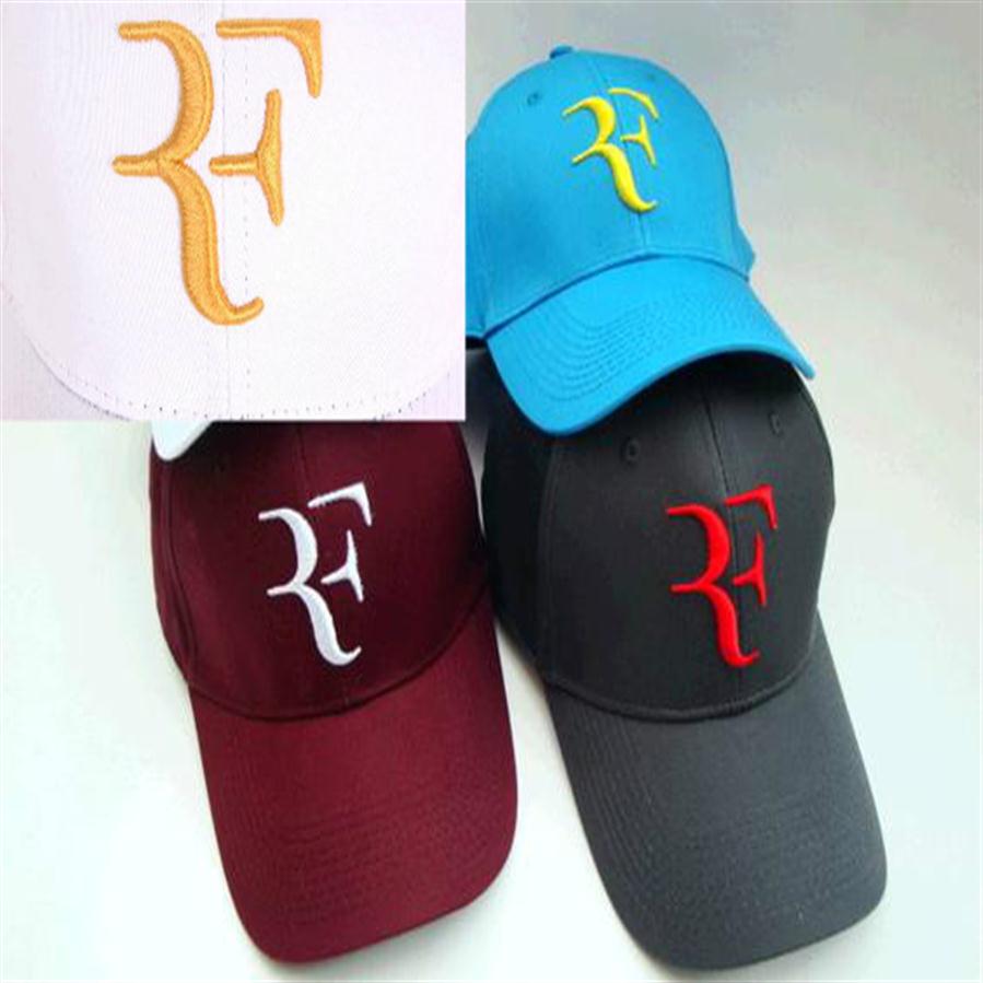 

100% Cotton New 2018 Spring and autumn Sports Cap Snapback Women and men Baseball Cap Roger Federer RF Hybrid Hat caps281D, White