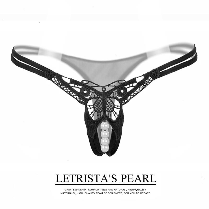 

Butterfly With Pearls Tangas Women Panty Sexy G String Underwear Thongs Ladies Lace Lingerie Transparent Panties, White