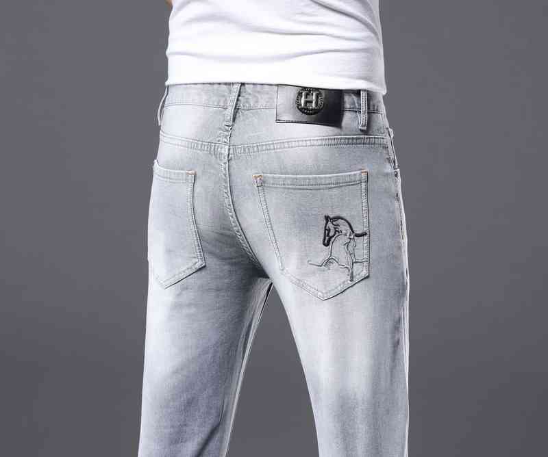 

Family Am Light Luxury Hong Kong Fashion Brand High-end Men's Jeans Youth Leisure Slim Fitting Embroidered Elastic Cotton Spring and Summer, H6051a