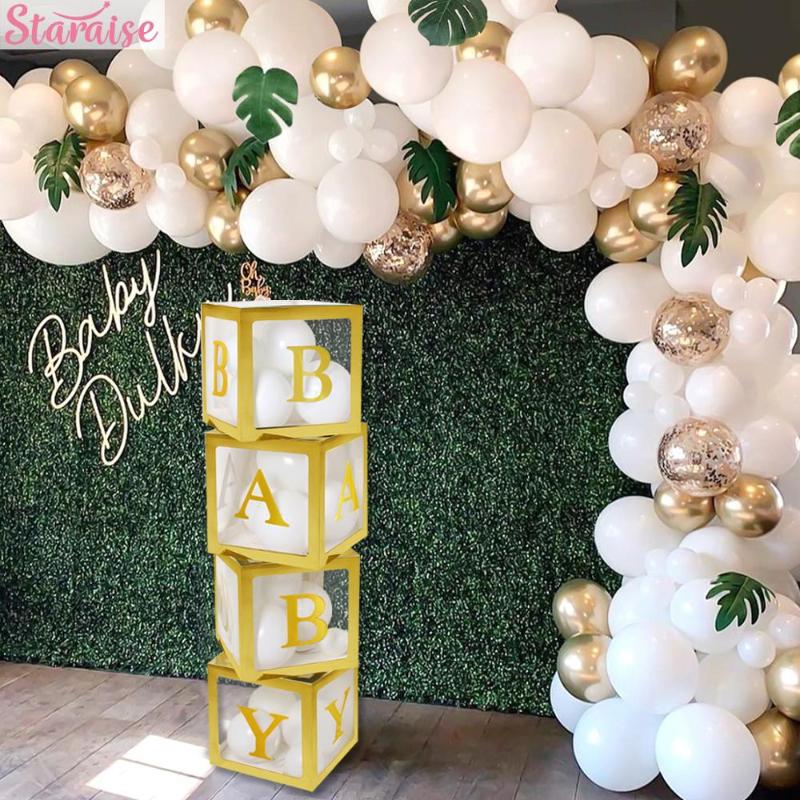 

Party Decoration Staraise 4Pcs Gold Transparent Balloon Boxes Baby Shower Gift For Wedding Birthday Supplies