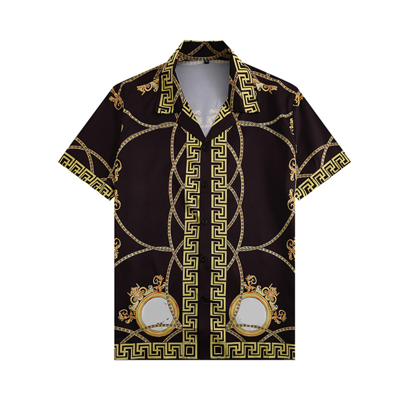 

new summer Designer Shirts Men's hawaii silk bowling shirt Casual Shirts for men luxury Short Sleeve Dress Shirt, Customize