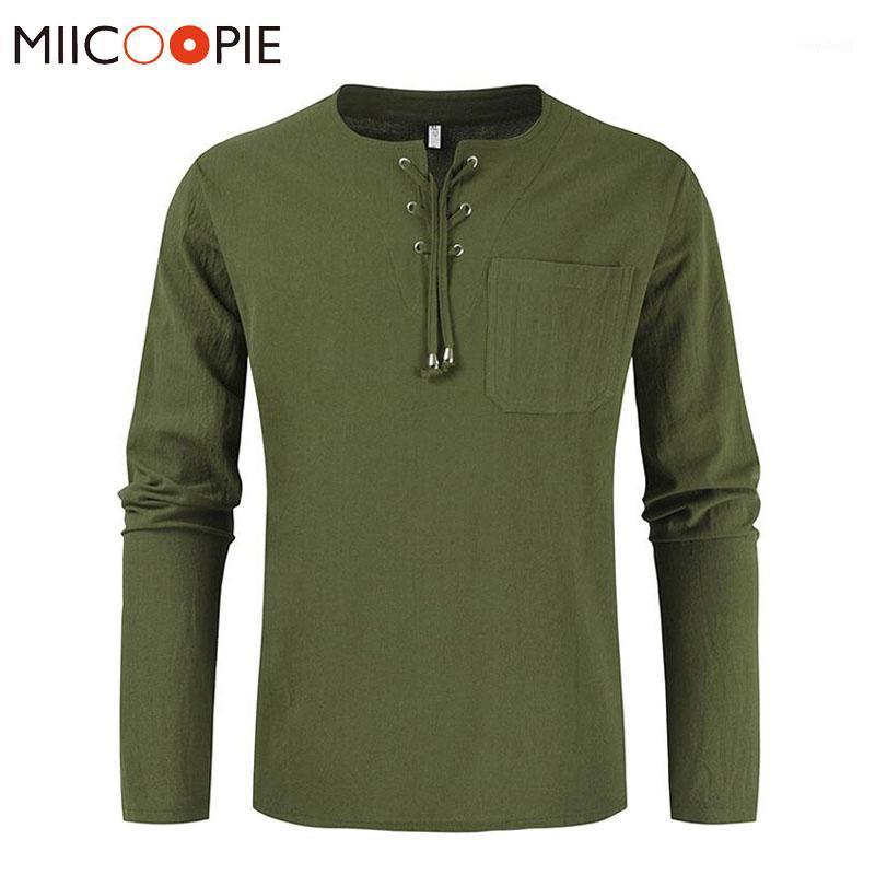

Men's Casual Shirts 2022 Camisas Hombre Manga Larga Summer Spring Drawstring Collar Mens Linen Shirt Tops Breathable Thin Work Men Clothing, Navy