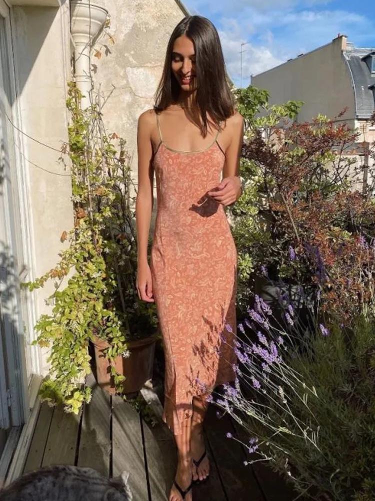 

Casual Dresses Paisley Print Pink Summer Women Sundress De Mujer Elegant Sleeveless Maxi Long Boho Dress For 2022Casual