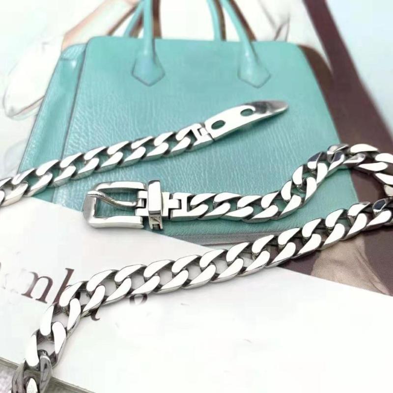 

Chains 7mm Real 925 Sterling Silver Men's Women Belt Buckle Style Chain Collar Necklace Gift Jewelry A4477Chains