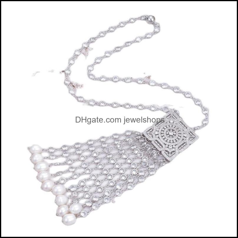 

Chains Jewelry 22 White Rice Freshwater Pearl Cubic Zirconia Pave Pendant Chain Sier Color Plated Square Necklac Jewelshops Dhelq