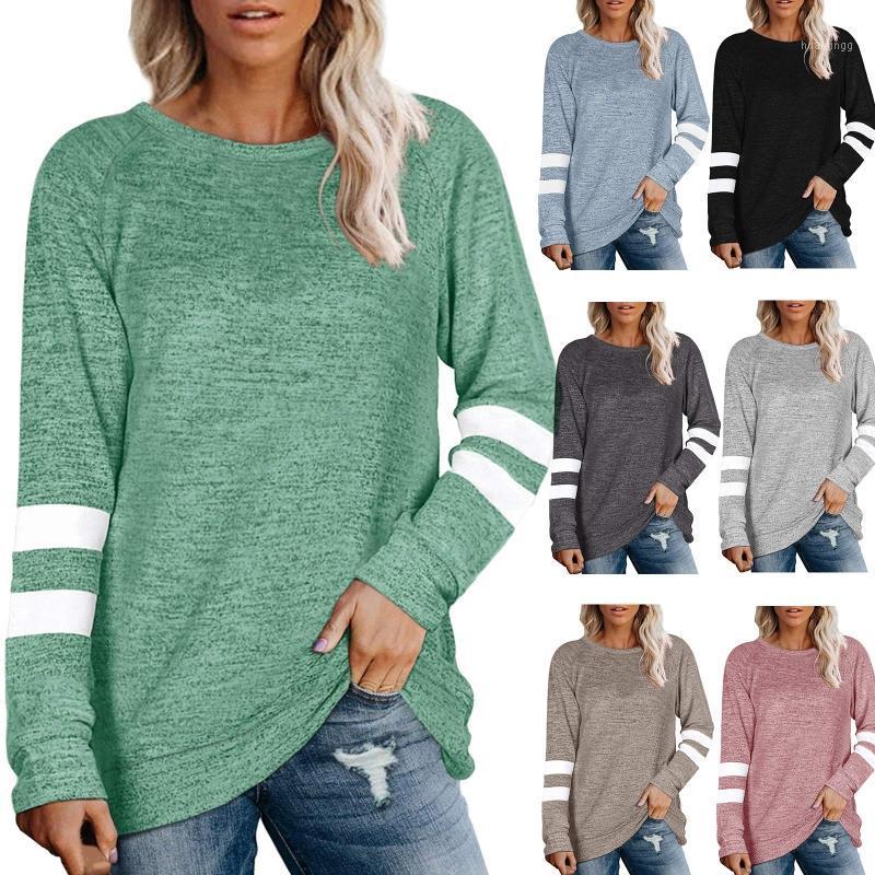 

Women Long Sleeve Sweatshirt Crew Neck Double Stripes Printed Tunic Tops Color Block Casual Loose Pullover Women' Hoodies & Sweatshirts, Sb