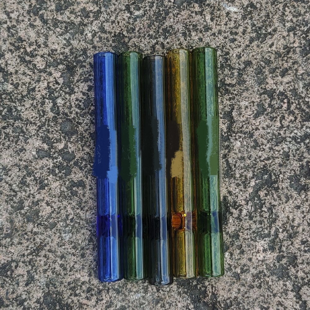 

Wholesale 3.62inches Colroful 2mm Thick One Hitter Bat Glass Pipes Hookah Holder Steamroller Hand Pipe Filters For Tobacco Dry Herb Oil Burner Dab Rigs