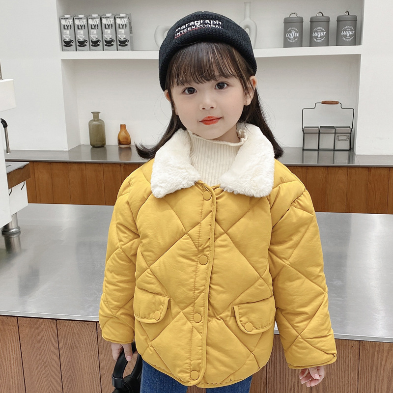

Girls Kids Down Coat Jacket Overcoat Cotton 2022 Light Plus Thicken Winter Warm Sports Children's Clothing, Yellow