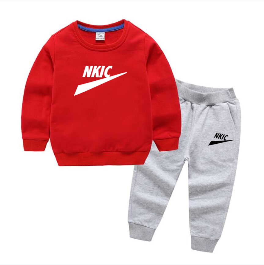 Fashion Children Sets Suit Boys Girl Brand letter printing Suits Baby Knit pullovers Hoodies Pants 2Pcs/Sets Spring Toddler Cotton Tracksuits-image-759417837