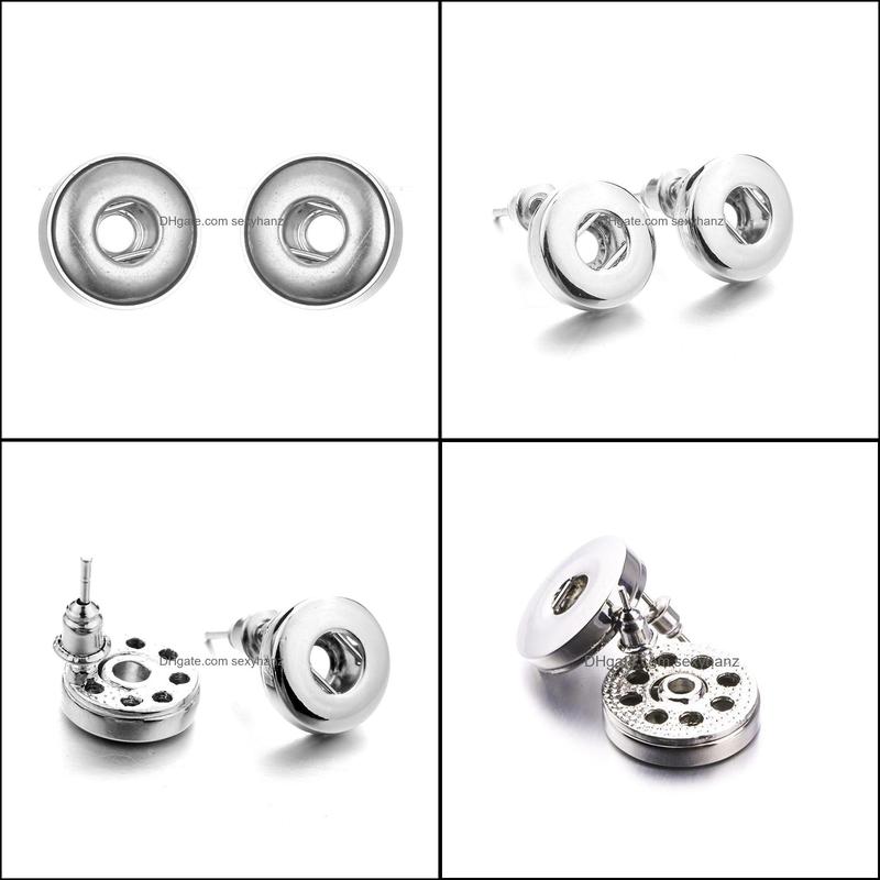 

Stud Earrings Jewelry Simple Sier Plated 12Mm 18Mm Snap Button For Women Snaps Buttons Drop Delivery 2021 3Kbys