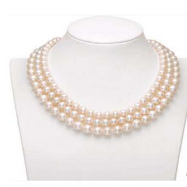 

Triple strands 8-9mm south sea pink pearl necklace 18 inch