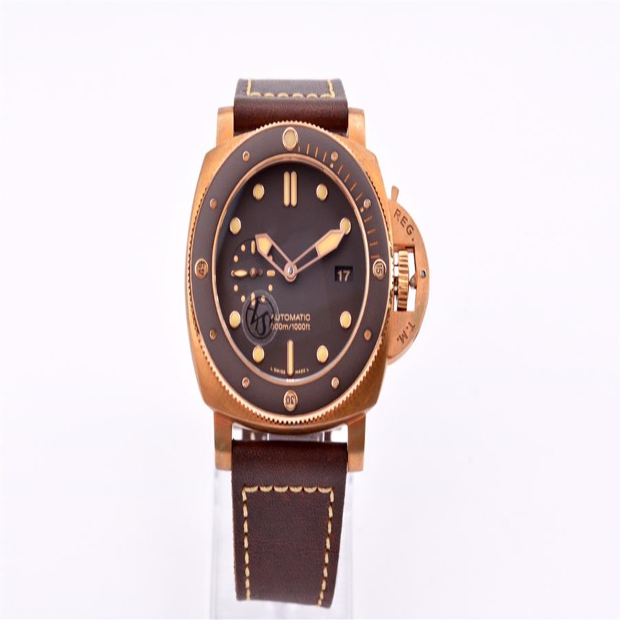 

VS PAM968 47mm Wristwatches Men Brown ceramic bezel Super luminous Watches P9010 Automatic machine movement watch211a, Box