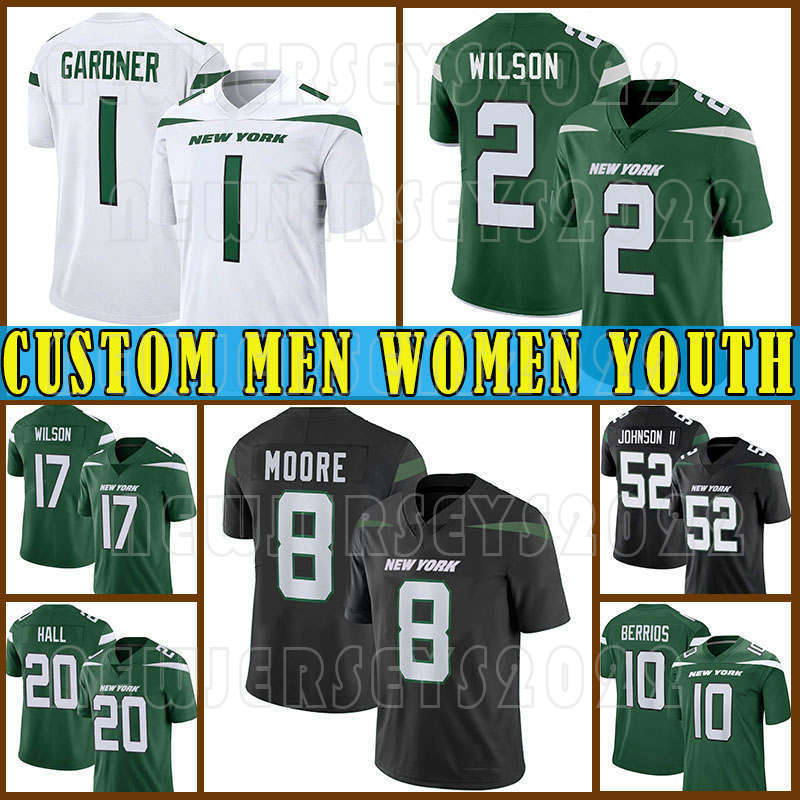 

17 Garrett 2 Zach Wilson Jersey Football 1 Sauce Gardner Elijah Moore Breece Hall New Yorks Jetes Braxton Berrios Jermaine Johnson Mekhi Becton Alijah Vera-Tucker, Custom women(penqiji)