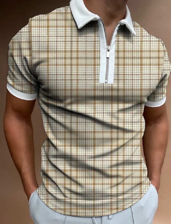 Vente Mens T-shirts Polos Fermeture à glissière haute qualité confortable respirant à la mode Cool Daily Travel de Travail de Travail de Travail