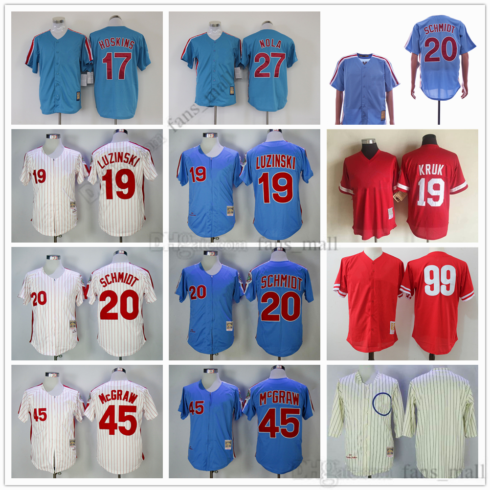 

Movie Mitchell and Ness Baseball Jersey Vintage 19 Greg Luzinski Jersey 20 Mike Schmidt 45 Tug McGraw 27 Aaron Nola 17 Rhys Hoskins Stitched Breathable Sport Sale, As picture (with team name)