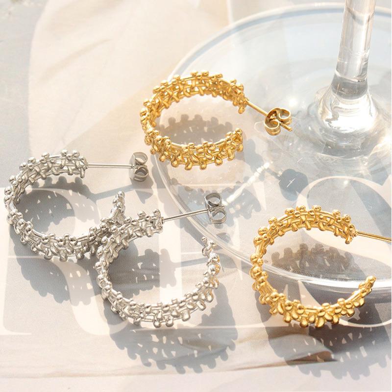 

Stud Earrings Gift For Women South Korea Luxury Designer Unusual Earings Woven Design Stainless Steel Fashion Gold JewelryStudStud