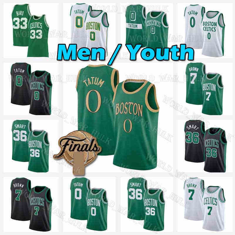 

Jayson Tatum Basketball Jersey Marcus Smart Bostons Celtices Jaylen Brown Jerseys 0 7 33 36 Larry Bird 2022 Mens Green Black White Youth Kids Embroidery