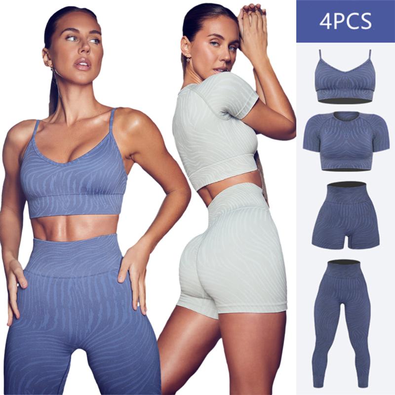 

Yoga Outfit Seamless Set Women Zebra 2PCS Crop Top Shirt Sport Workout High Waist Shorts Two Piece Suit Female Fitness Gym SportwearYoga, Black shorts