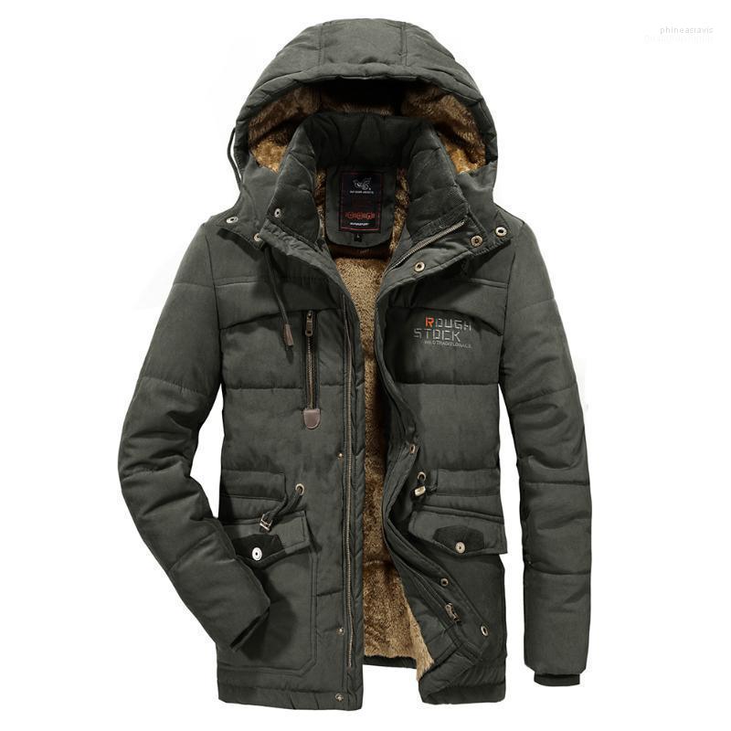 

Winter Jacket Men Hooded Super Thick Warm Parkas Fleece Lining Windproof Cotton Coat With Multi Pockets Plus Size 7XL 8XL Men's Down & Phin2, Khaki