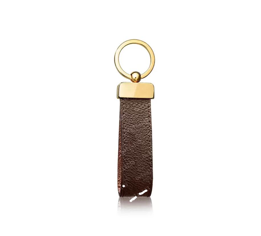 

2021 Keychain Key Wallet Chain Buckle Keychains Lovers Car Handmade Leather Men Women Bags Pendant Accessories 5 Color 65221 with box dust bag, Brown letter (narrow)