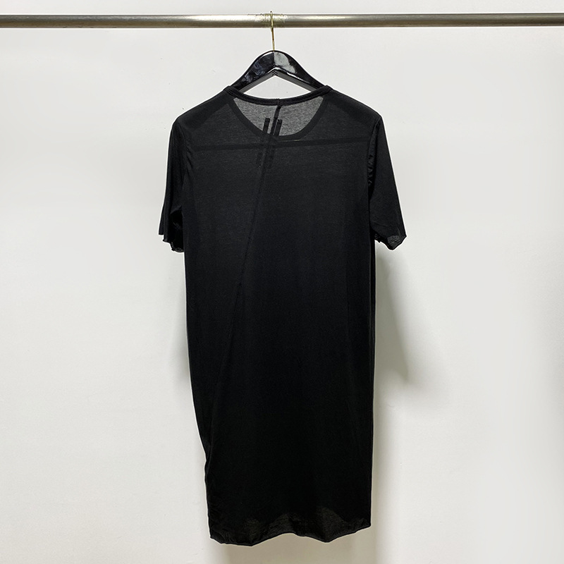 

Rick Original Solid Tee Men Summer Oversized Tees Owens Oversize Sheer Fabric T-shirt Men Tops Hiphop Streetwear Men Shirts, Black