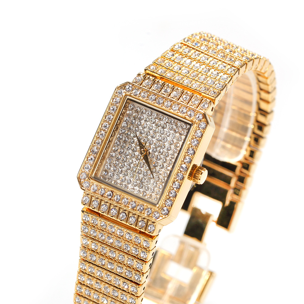 

Luxury Full Diamond Watch Square Gold Watches Designer Womens Watch Fashion Wristwatches