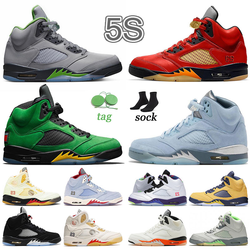 

OG 5 5s Mens Womens Basketball Shoes Jumpman Pine Green Bean Bluebird Racer Blue Bird Alternate grape Pink Black White Concord UNC Jump Man Sneakers Designer Trainers, A14 40-47