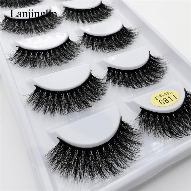 

LANJINGLIN 10 boxes lot natural long false eyelashes 100% handmade soft 3d mink lashes makeup faux cils G811 220613