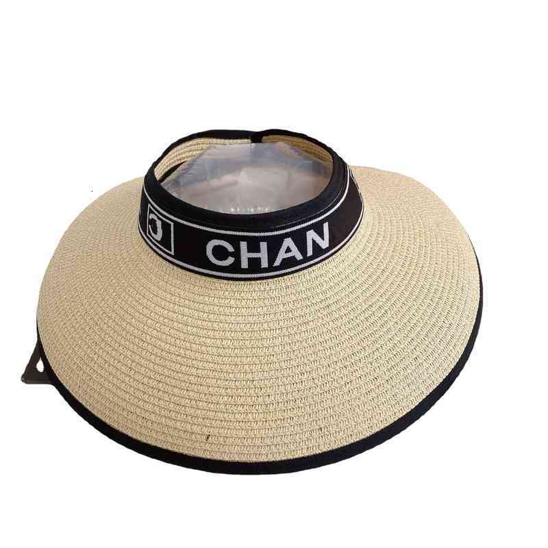 

Ball Caps style small fragrance wind empty top straw hat women's fashion trend roofless sunscreen Sun Beach Hat TL5N, Box