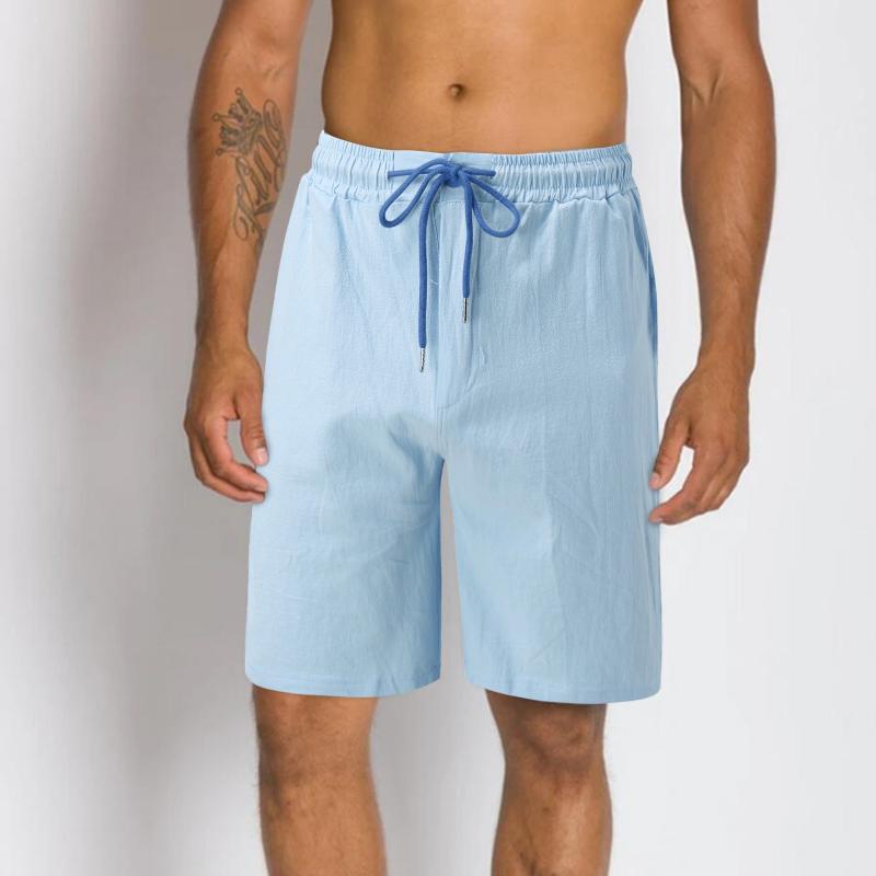 

Men' Shorts Casual Pants Mens Fastener And Spring Linen Color Up Summer Zipper Point Five Pocket Solid Cotton Lace Men'sMen, Beige