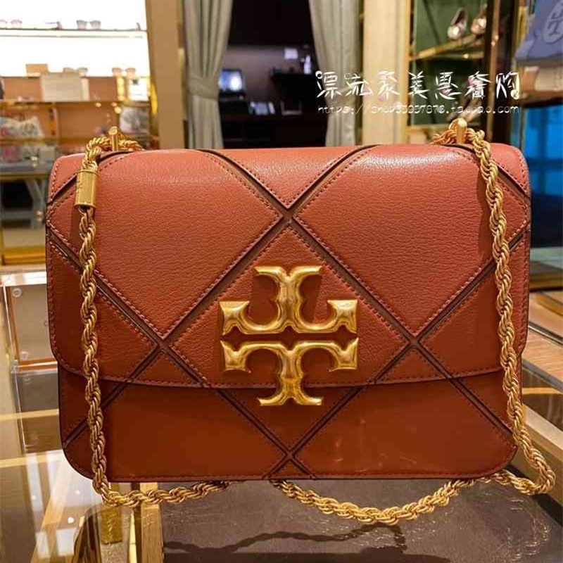 

Burchs Torys Tote Purchasing Bags the women's bag Eleanor Lingge single shoulder bag with messenger chain small square bag the United States, Wine red lingge