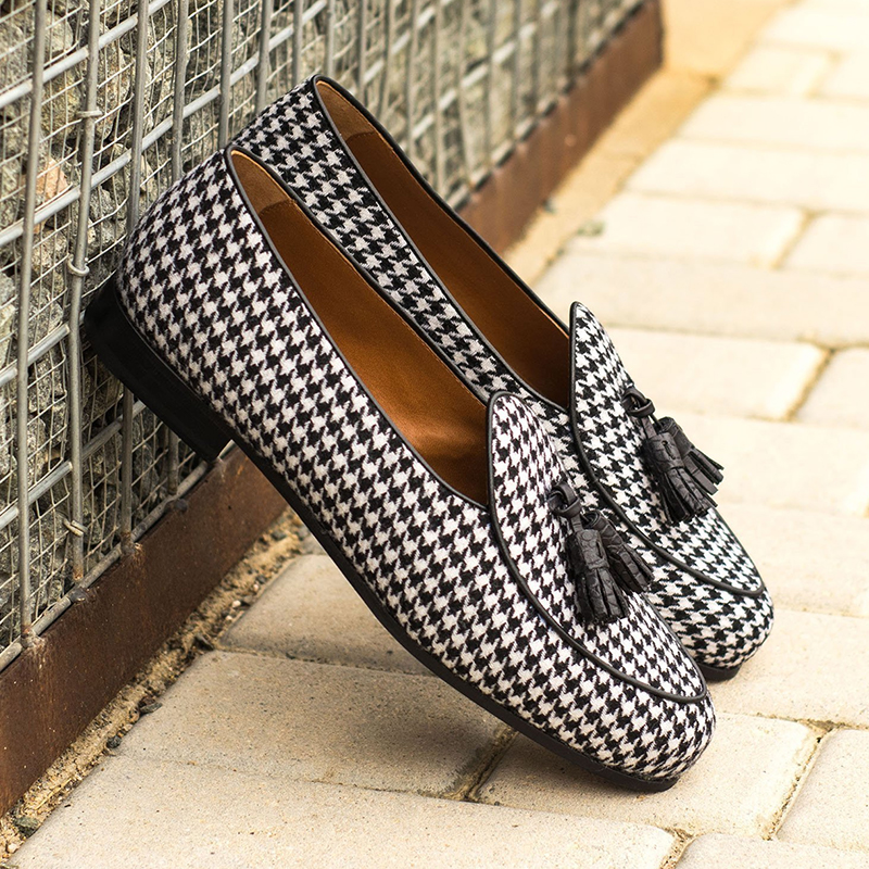 Mocassins Hommes Chaussures Microfibre Couleur Unie À Talons Bas Mode Décontractée Classique Gland Léger Paresseux Conduite Pied De Poule Pois Ch