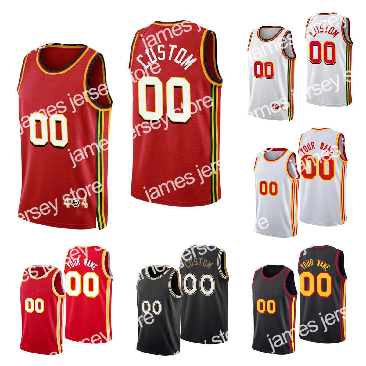 

James Custom Printed 2023 Atlanta''Hawks''New Basketball Jerseys John Collins Bogdan Bogdanovic Clint Capela Dejounte Murray Trae Young De AJ