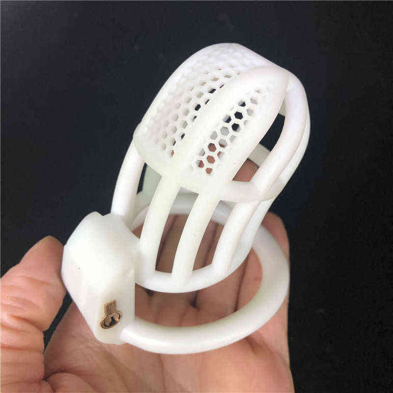 

NXY Cockrings Custom White Cobra Male Chastity Device 4 Four Penis Rings Mesh Cock Cage Sex Toys For Men Gay Slave BDSM Restraint Holy Lock 0402