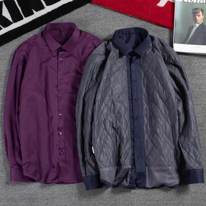 

Winter Big Size Wool Liner Warm Shirt Men Business Casual Thick Long-sleeved Male Brand Clothes Plus 5XL 6XL 7XL Men's Shirts, Red