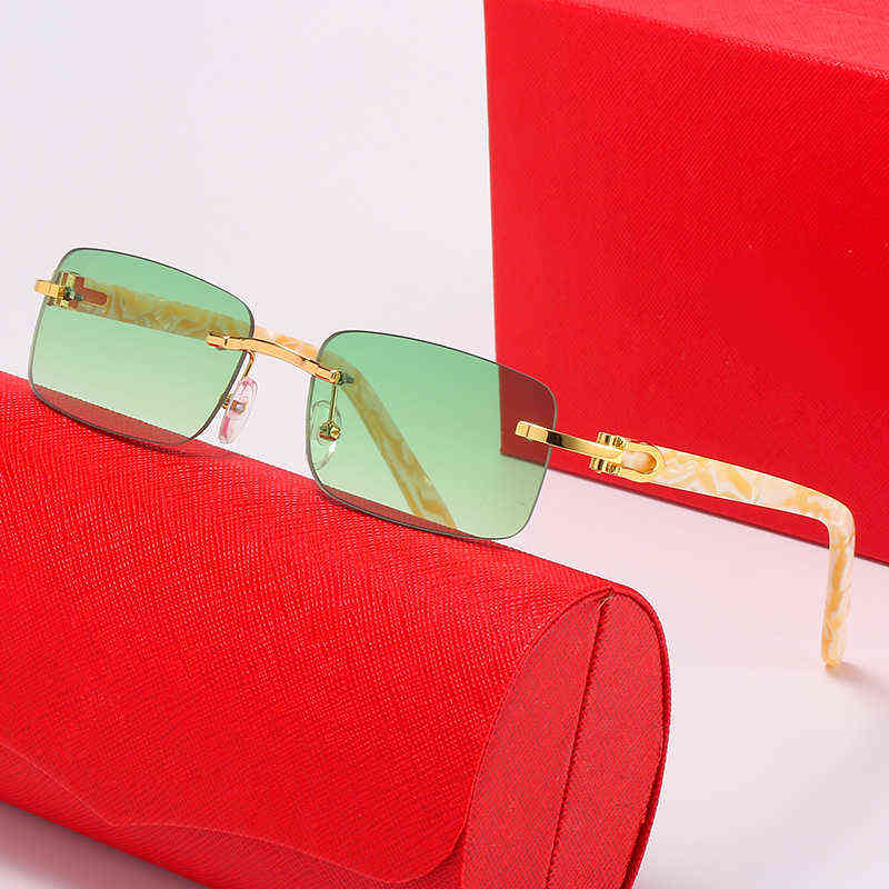 

New Luxury Designer Men's Rectangular Sunglasses Unisex Frameless Driving Metal Sunglasses for Female New