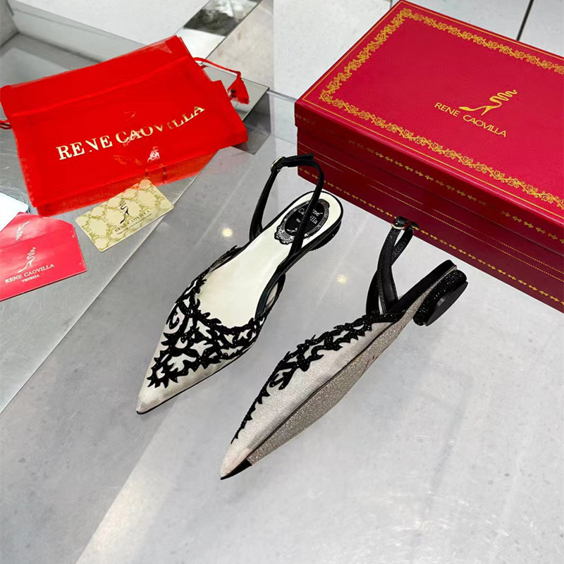 

Women Flats Luxury Sandals Wedding Party Shoes Sexy Runway Crystal Gladiator Shoe Rene caovilla Factory Footwear Size 42 embellished Slip On CM4S, As picture