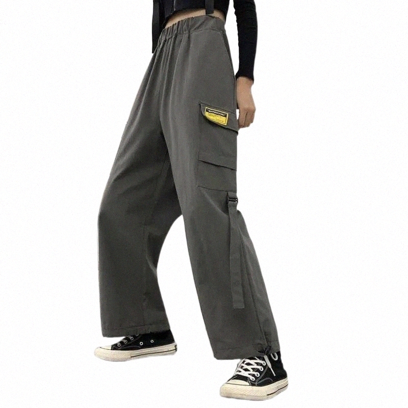 

women's Pants & Capris Techwear Women Cargo Hippie Streetwear Black Jogging Wide Leg Trousers For Female 2021 Korean Fashion Hip Hop Y2k h0JB#
