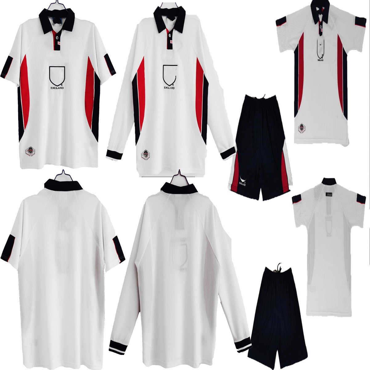 

Adult kids kit 1998 Retro version #7 BECKHAM Nation Team Soccer jersey home #20 OWEN Adult FERDINAND Long Sleeve White shirts Football Uniform