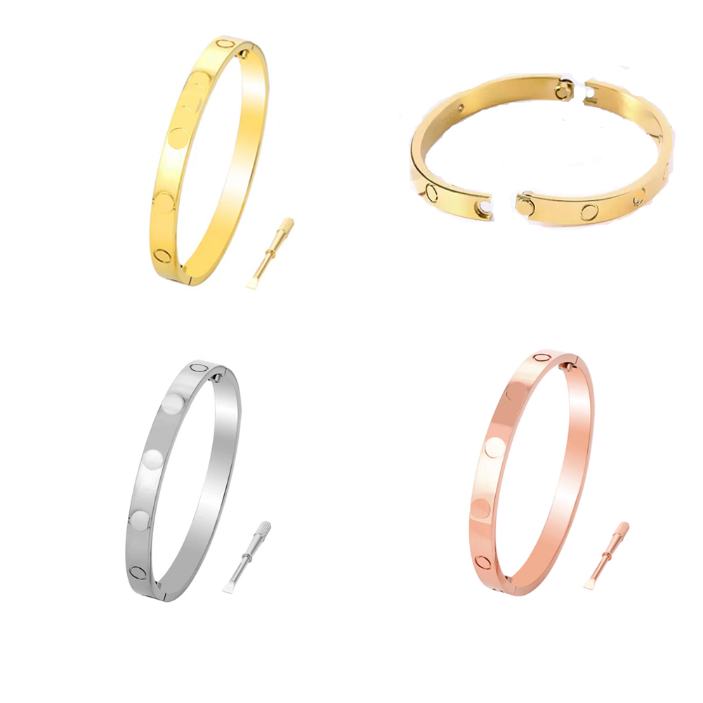 3 colors designer bracelets luxury jewelry bangle bracelet 4 diamons titanium steel Screw Screwdriver charms for women and men bangles accessorie-image-773862750